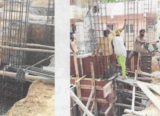 Pillars being raised on the Blessing Home building site
